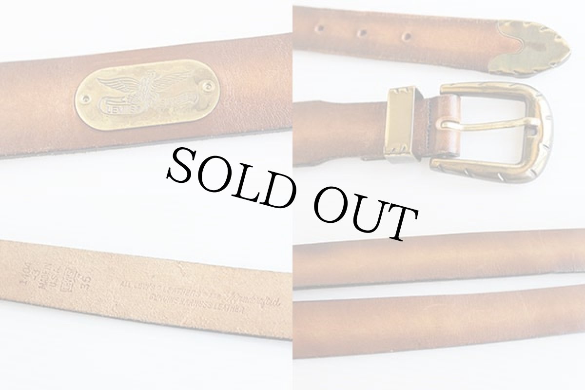 画像3: 90s USA製 Levi'sリーバイス レザーベルト 茶 36 (3)