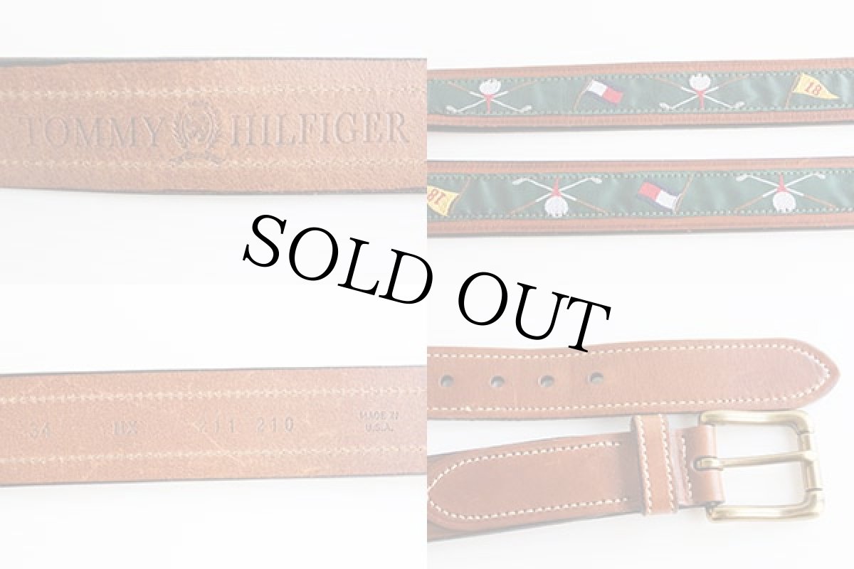 画像3: 90s USA製 TOMMY HILFIGERトミーヒルフィガー ゴルフ柄 レザーベルト34 (3)