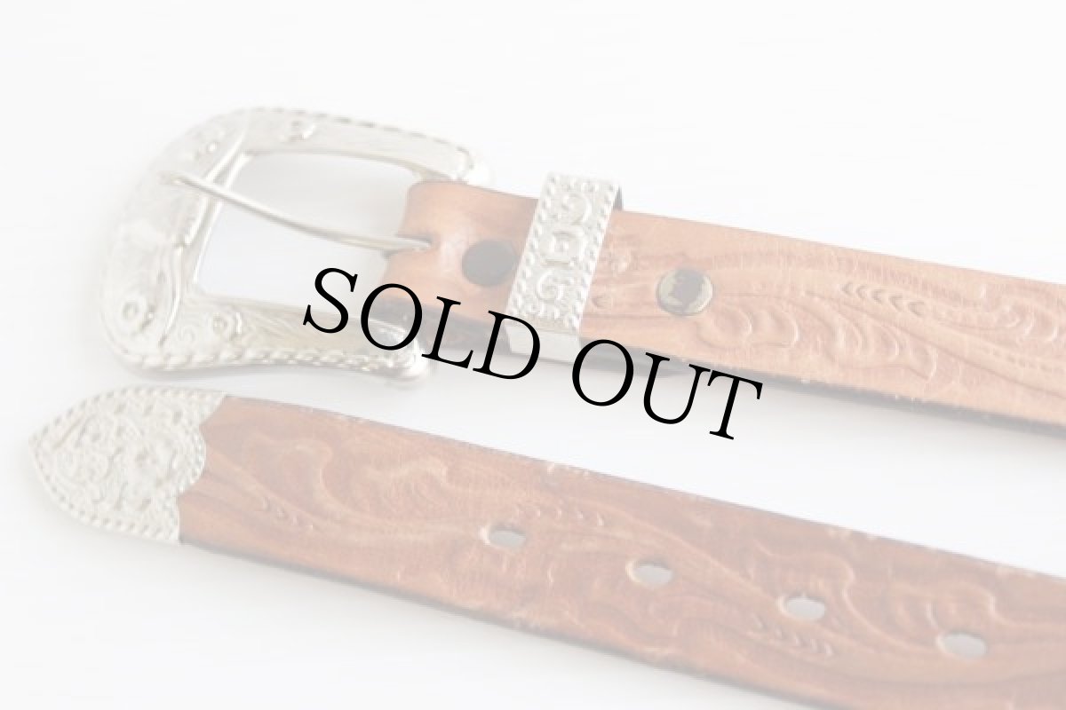 画像3: Capitol スタッズ カービング レザーベルト 茶 22 (3)