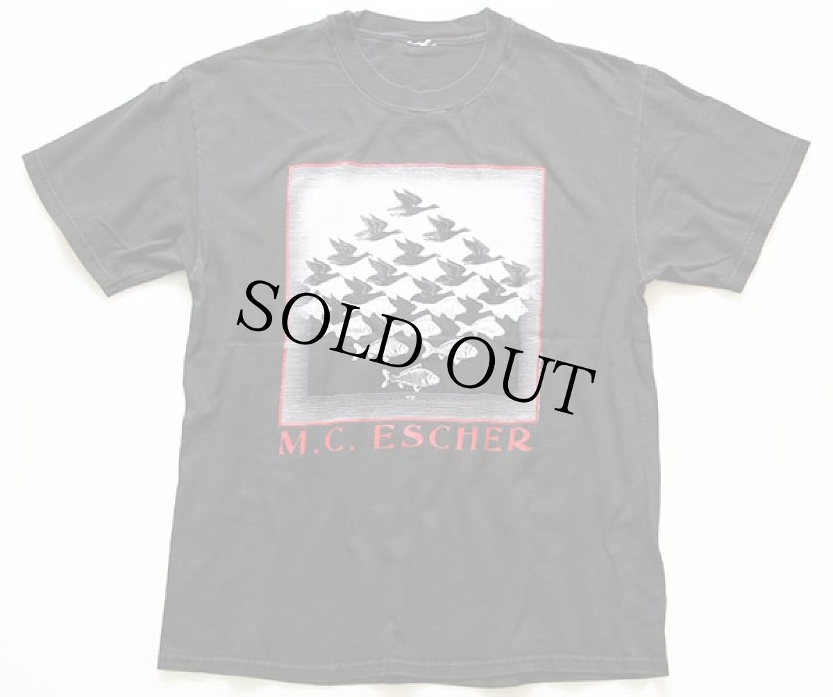 画像2: 90s M.C.Escherエッシャー Sky&Water アート コットンTシャツ 黒 (2)