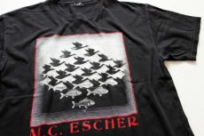 画像1: 90s M.C.Escherエッシャー Sky&Water アート コットンTシャツ 黒 (1)