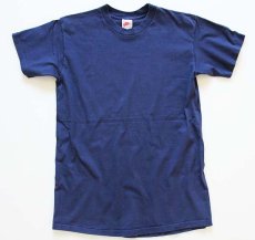 画像2: 90s USA製 NIKEナイキ コットン 無地 Tシャツ 紺 M (2)