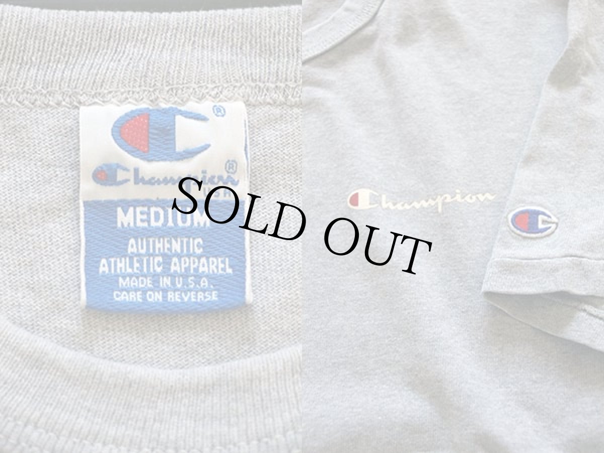 画像3: 90s USA製 Championチャンピオン ワンポイント スクリプト ロゴ 88/12 Tシャツ グレー M (3)