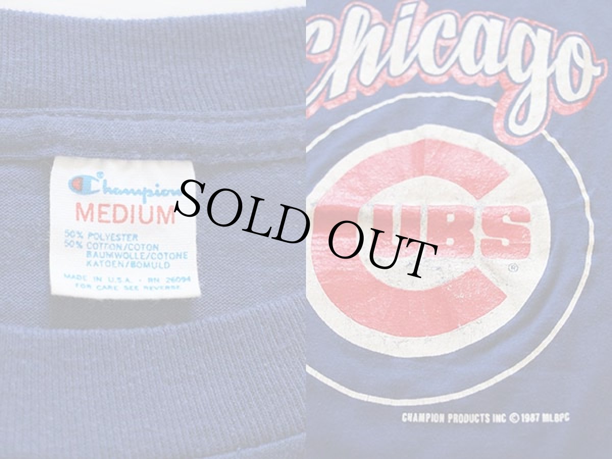 画像3: 80s USA製 Championチャンピオン MLB CHICAGO CUBS Tシャツ 紺 M (3)