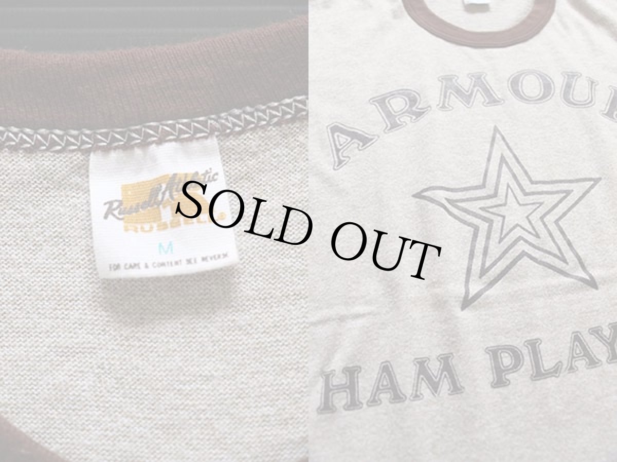 画像3: 80s USA製 RUSSELLラッセル ARMOUR リンガーTシャツ 杢ブラウン M (3)