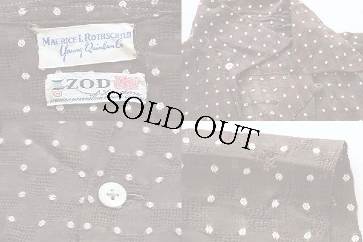 画像3: 50s MAURICE L ROTHSCHILD IZOD OF LONDON ドット柄 半袖ガーゼシャツ 茶 M (3)