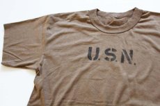 画像1: 80s U.S.N. Tシャツ 茶 (1)