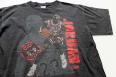 画像1: 90s USA製 SALEM BULLS シカゴ ブルズ ジョーダン コットンTシャツ 炭黒 XL (1)