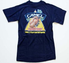 画像1: デッドストック★80s USA製 CAMELキャメル アイロンプリント コットン ポケットTシャツ 紺 M (1)