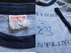 画像3: 60s CHAMPIONチャンピオン プロダクツ 染み込みプリント リンガーTシャツ 杢ブルー M (3)