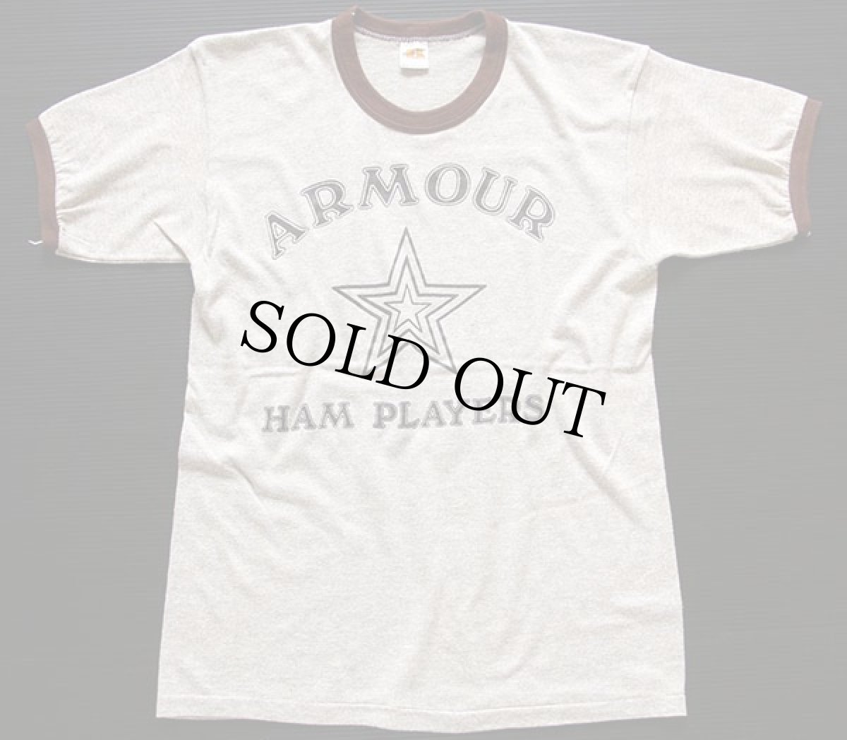 画像2: 80s USA製 RUSSELLラッセル ARMOUR リンガーTシャツ 杢ブラウン M (2)