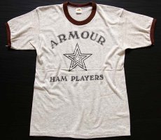 画像2: 80s USA製 RUSSELLラッセル ARMOUR リンガーTシャツ 杢ブラウン M (2)