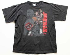 画像2: 90s USA製 SALEM BULLS シカゴ ブルズ ジョーダン コットンTシャツ 炭黒 XL (2)