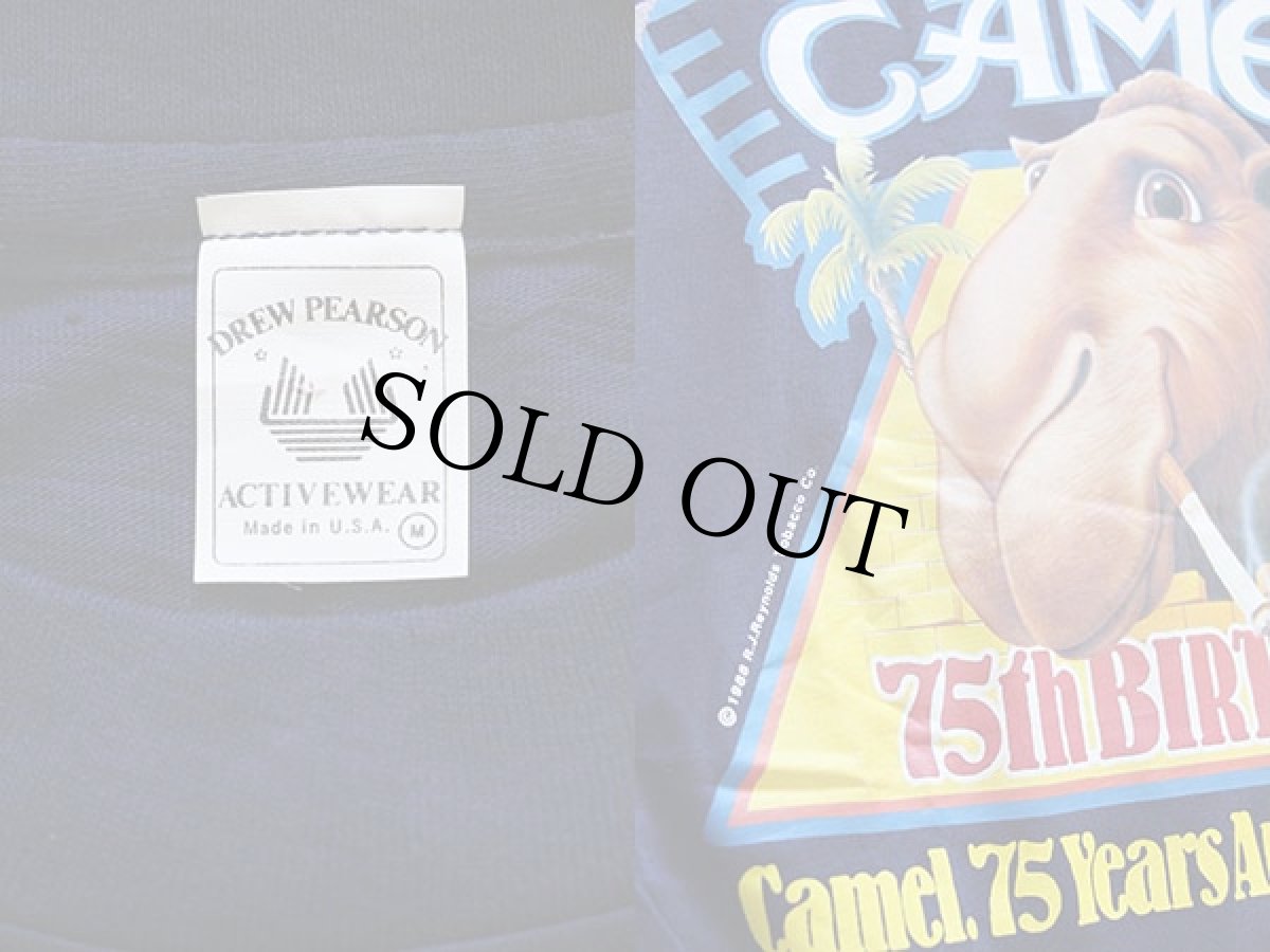 画像3: デッドストック★80s USA製 CAMEL キャメル アイロンプリント コットン ポケットTシャツ 紺 M (3)