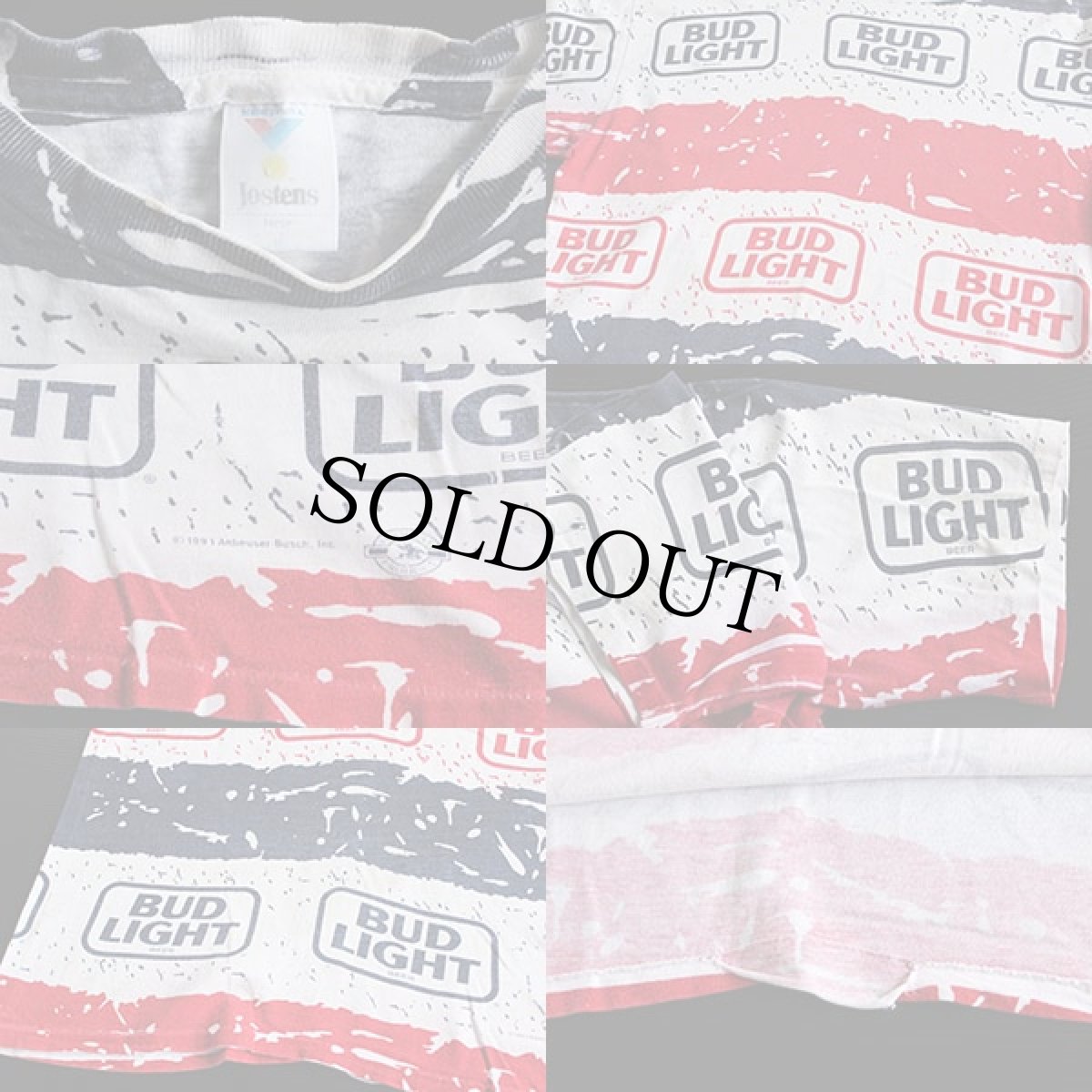 画像3: 90s USA製 BUD LIGHTバドライト オールオーバープリント コットンTシャツ L★Budweiserバドワイザー (3)