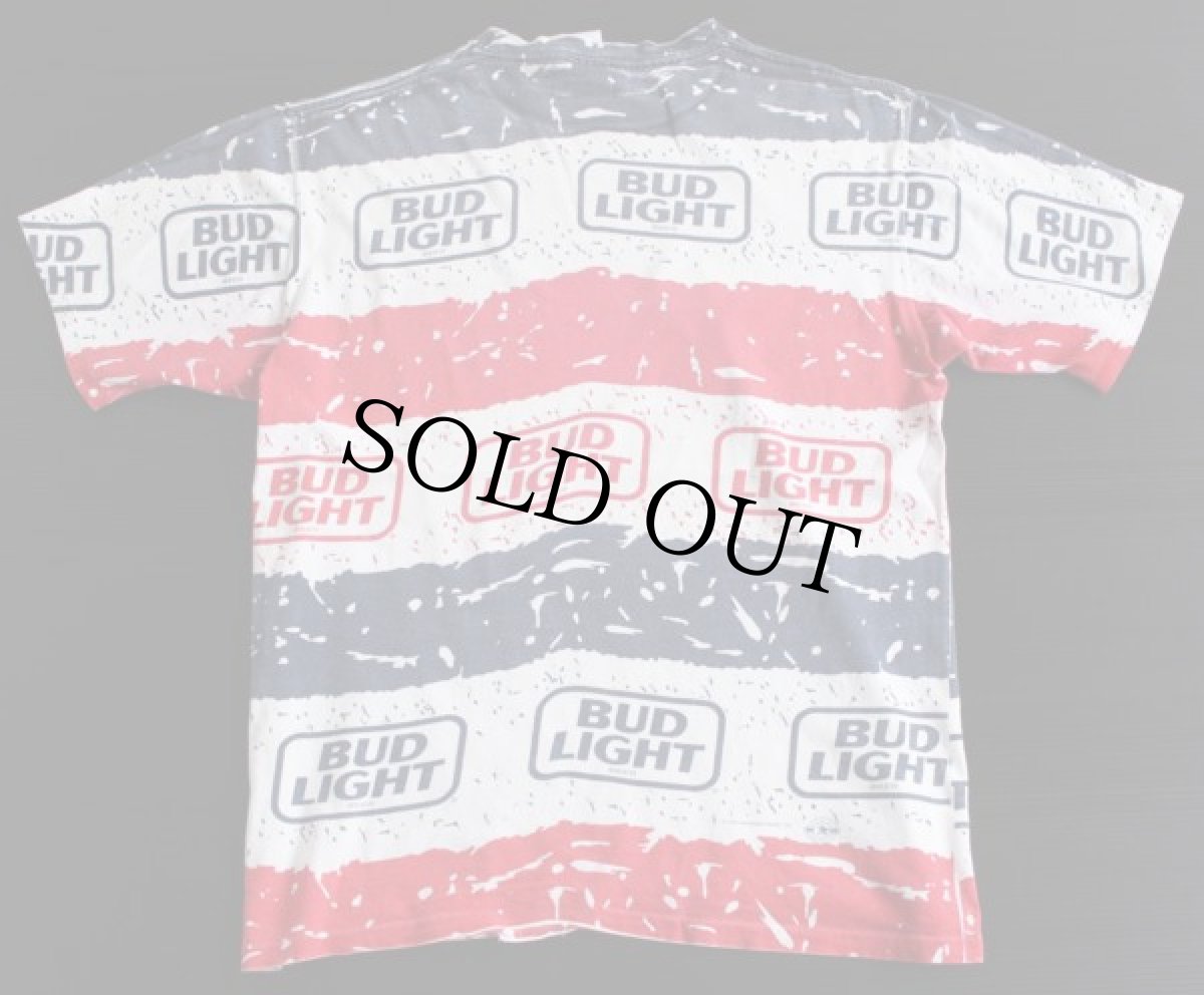 画像2: 90s USA製 BUD LIGHTバドライト オールオーバープリント コットンTシャツ L★Budweiserバドワイザー (2)
