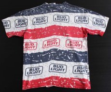 画像2: 90s USA製 BUD LIGHTバドライト オールオーバープリント コットンTシャツ L★Budweiserバドワイザー (2)