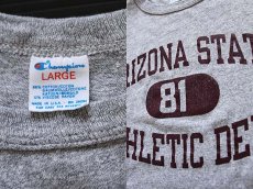 画像3: 80s USA製 Championチャンピオン ARIZONA STATE 三段中抜き 88/12 Tシャツ 杢グレー L (3)