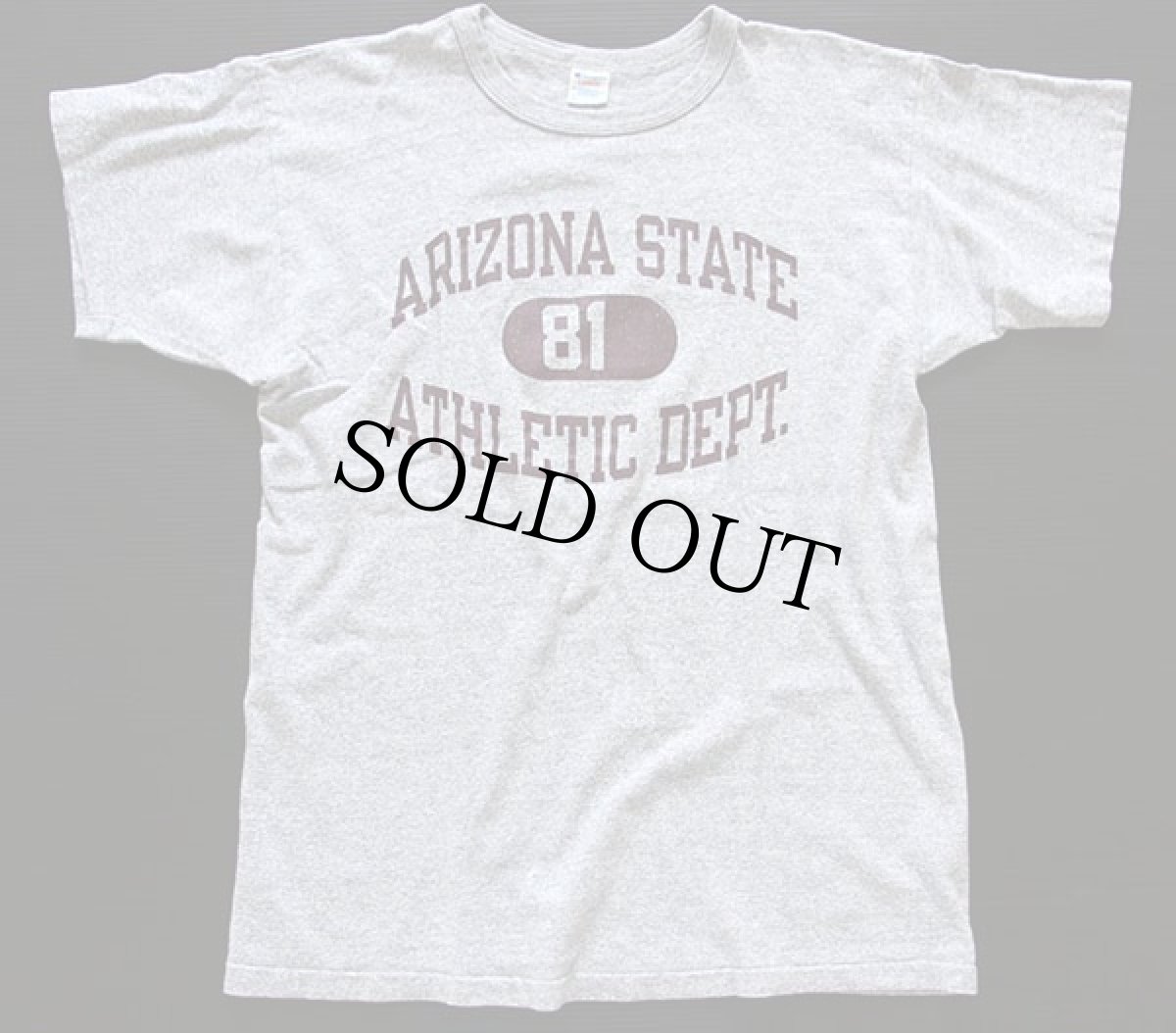 画像2: 80s USA製 Championチャンピオン ARIZONA STATE 三段中抜き 88/12 Tシャツ 杢グレー L (2)