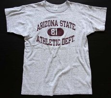 画像2: 80s USA製 Championチャンピオン ARIZONA STATE 三段中抜き 88/12 Tシャツ 杢グレー L (2)