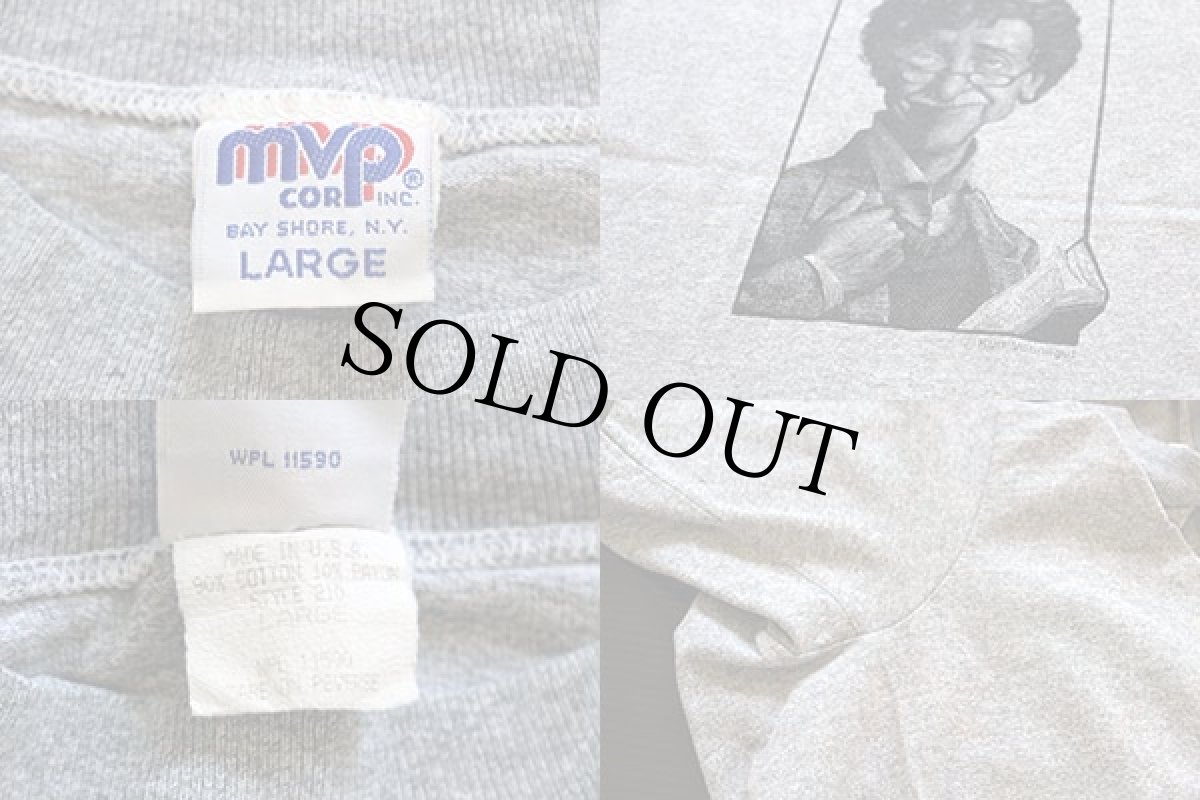 画像3: 90s USA製 Kurt Vonnegut アート Tシャツ 杢グレー L★偉人 (3)