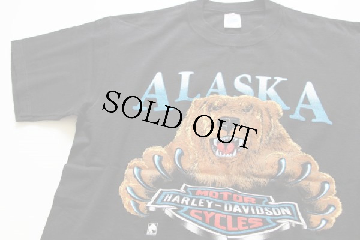 画像1: 90s USA製 HARLEY-DAVIDSON ハーレー ダビッドソン ALASKA コットンTシャツ 黒 M (1)