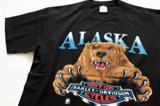 画像1: 90s USA製 HARLEY-DAVIDSON ハーレー ダビッドソン ALASKA コットンTシャツ 黒 M (1)