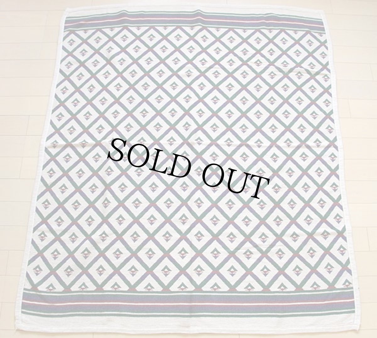 画像2: 70s USA製 JCPenney 総柄 ラグ★ブランケット (2)