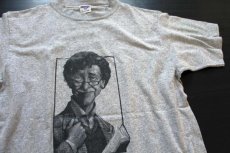 画像1: 90s USA製 Kurt Vonnegut アート Tシャツ 杢グレー L (1)