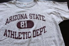 画像1: 80s USA製 Championチャンピオン ARIZONA STATE 三段中抜き 88/12 Tシャツ 杢グレー L (1)