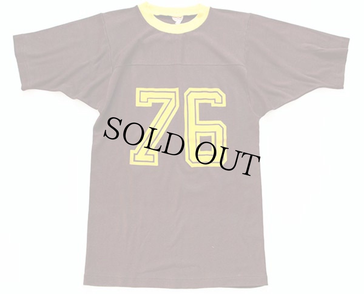 画像1: 80s 76 ナンバリング フットボールTシャツ 茶×黄 (1)