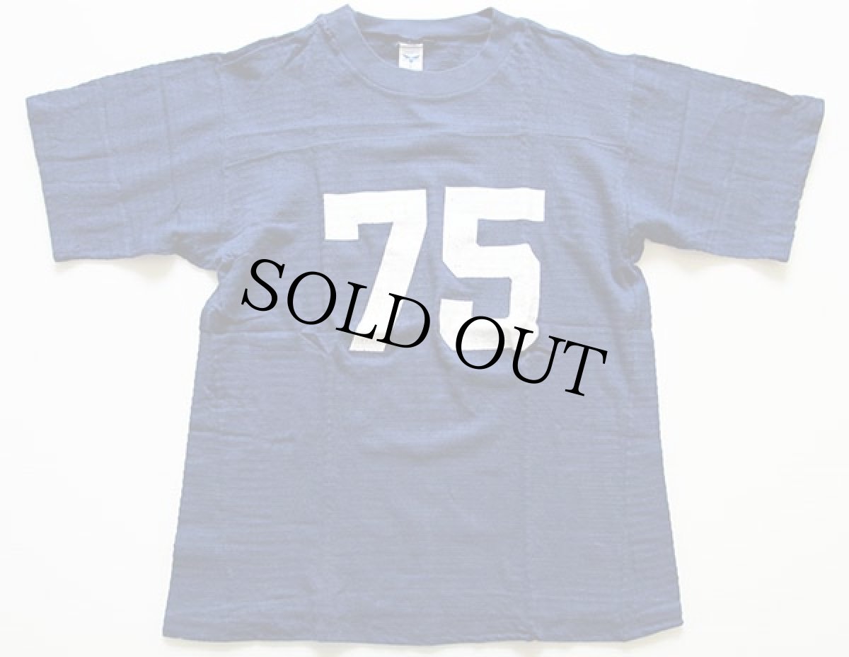 画像1: 70s ARTEX 75 ナンバリング フットボールTシャツ 紺 L (1)