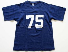 画像2: 70s ARTEX 75 ナンバリング フットボールTシャツ 紺 L (2)