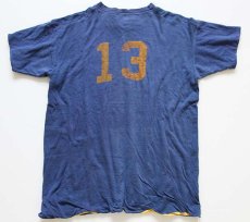 画像1: 80s 13 ナンバリング リバーシブルTシャツ 紺×黄 (1)