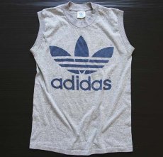 画像1: 80s USA製 adidasアディダス トレフォイル ビッグロゴ ノースリーブTシャツ (1)