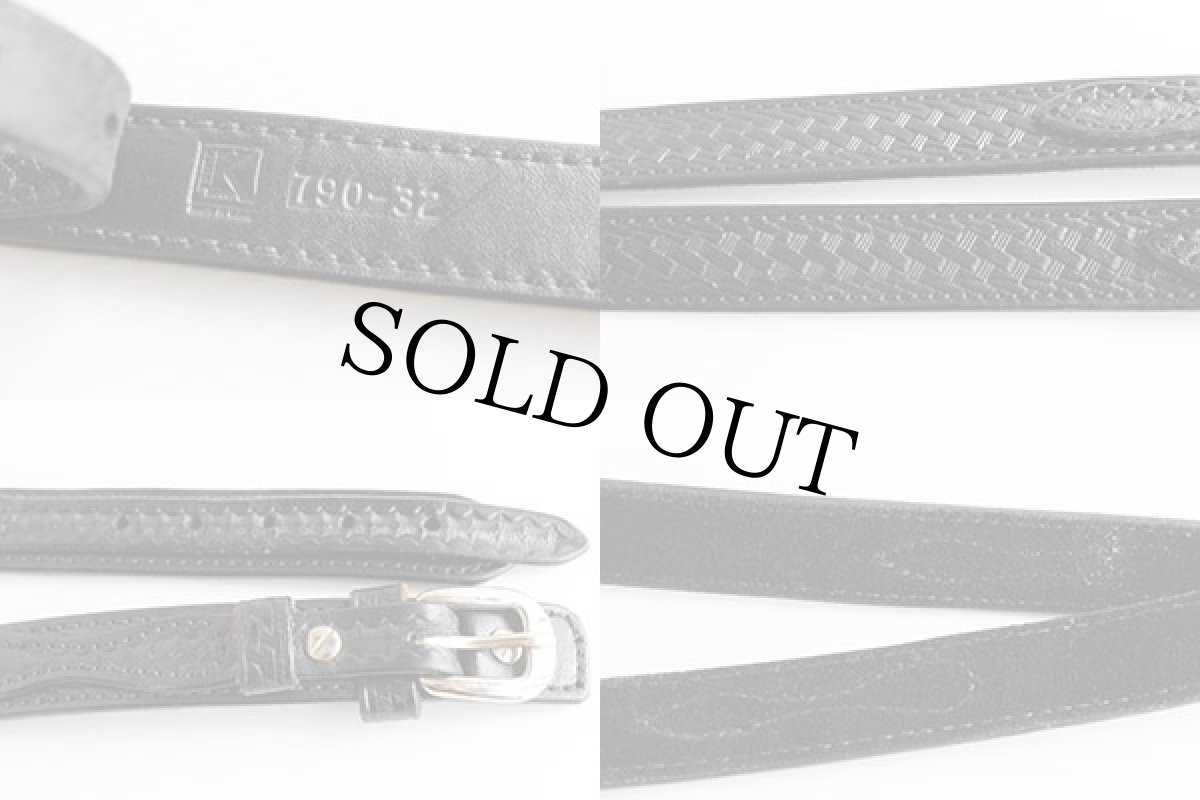 画像3: USA製 TRIPLE K BRAND バスケット柄 カービング レザーベルト 黒 32★521 (3)