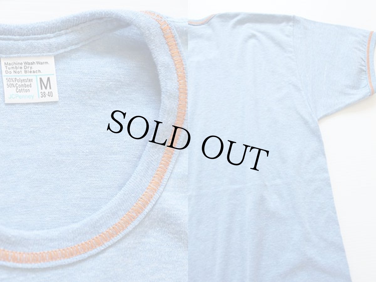 画像3: 70s JCPenney 無地 Tシャツ 杢ブルー M (3)