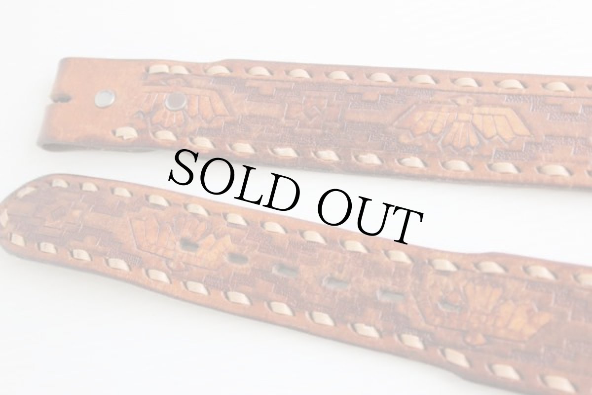 画像2: サンダーバード ネイティブ柄 カービング レザーベルト 茶★526 (2)