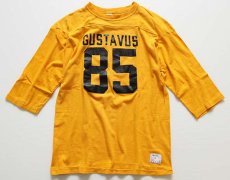 画像1: 80s USA製 Championチャンピオン GUSTAVUS 85 ナンバリング コットン フットボールTシャツ 黄 L (1)