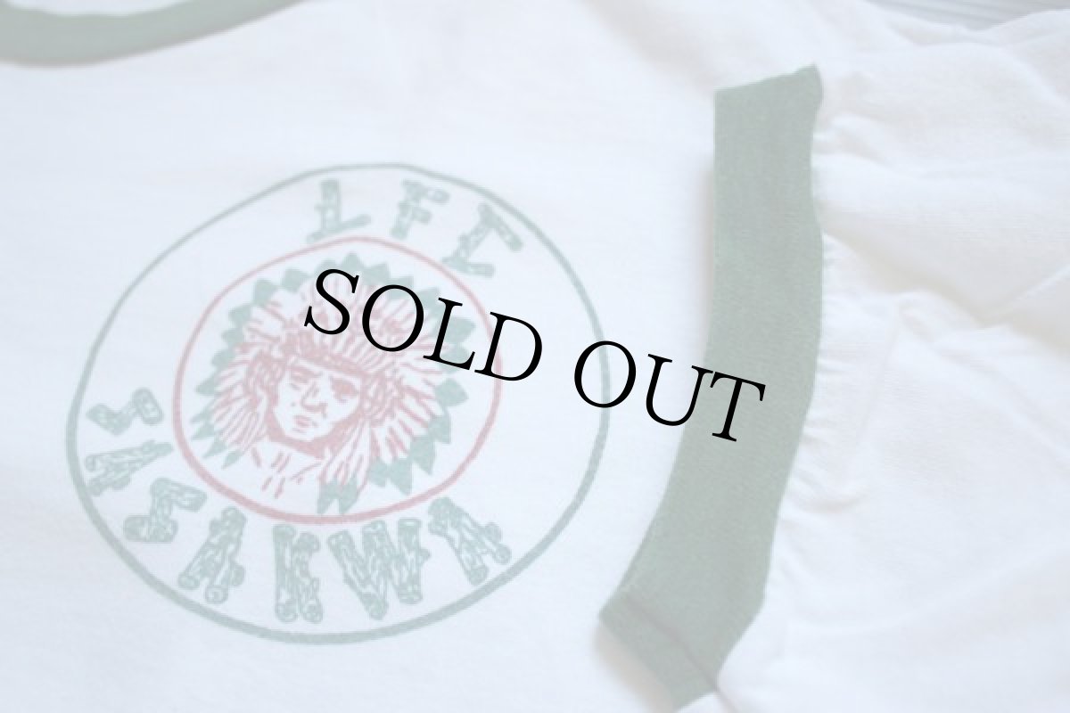 画像5: 70s mayo SPRUCE BSA ボーイスカウト インディアンヘッド 染み込みプリント リンガーTシャツ (5)