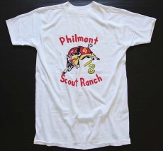 画像2: デッドストック★60s BSA ボーイスカウト Philmont 染み込みプリント コットンTシャツ 白 L (2)