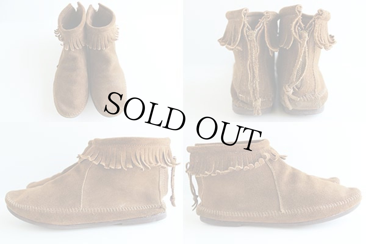 画像2: MINNETONKAミネトンカ フリンジ モカシンシューズ 茶 10 (2)