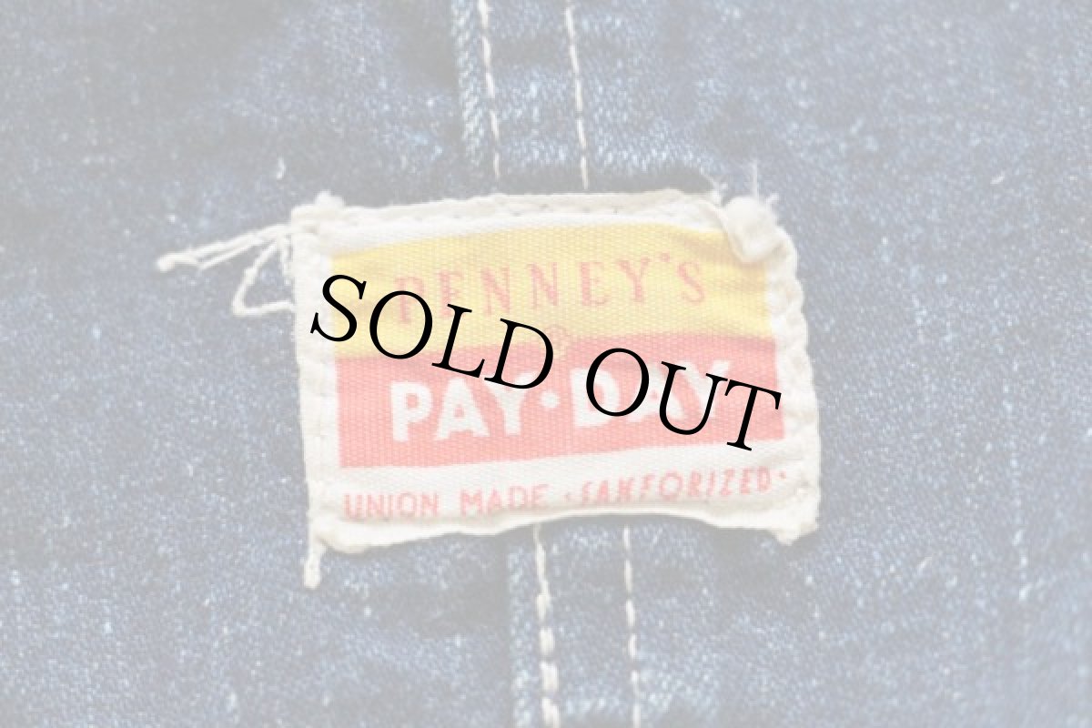 画像3: 50s USA製 PENNEY'S PAYDAY インディゴ デニム オーバーオール (3)