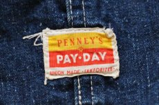 画像3: 50s USA製 PENNEY'S PAYDAY インディゴ デニム オーバーオール (3)