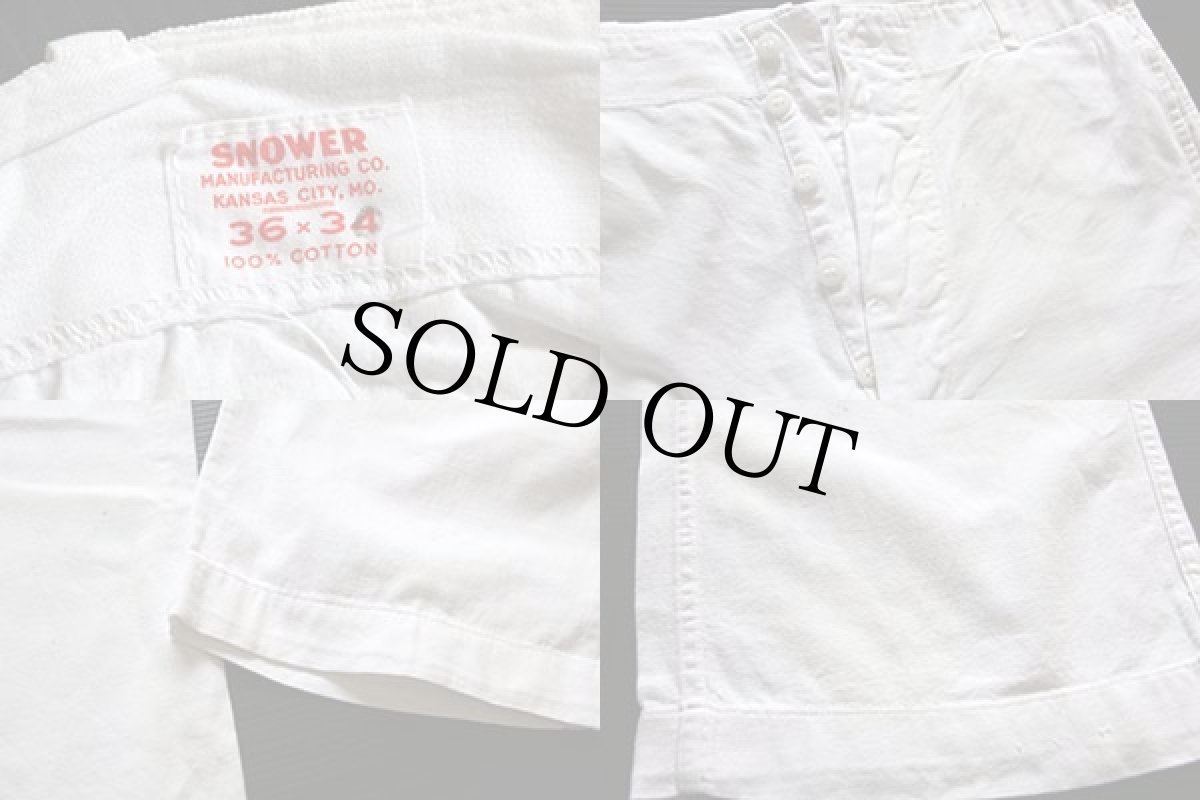 画像3: 50s SNOWER コットン ワークパンツ ホワイト 36 (3)