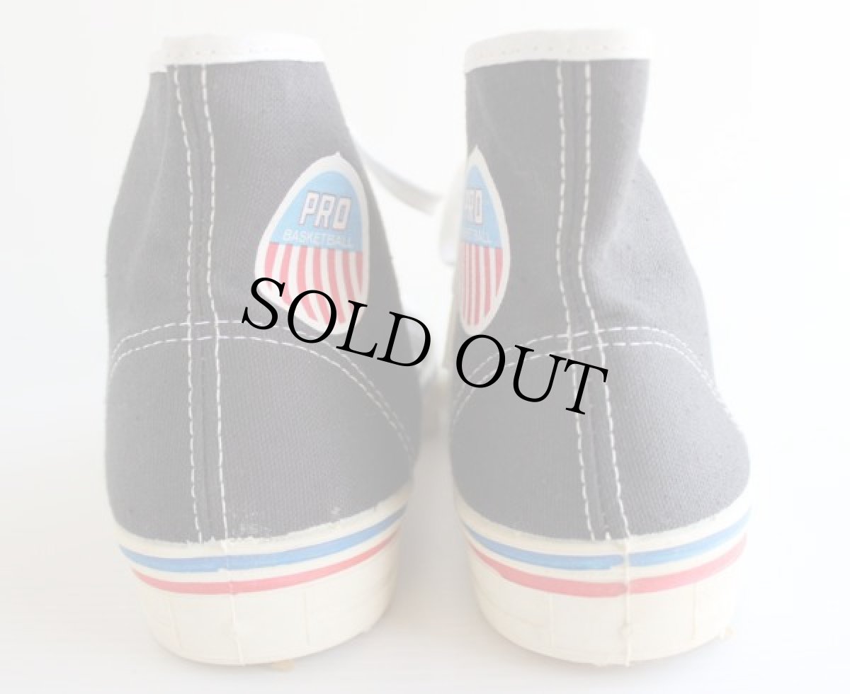 画像4: デッドストック★70s USA製 PRO BASKETBALL キャンバス スニーカー ハイカット 黒 5.5 (4)