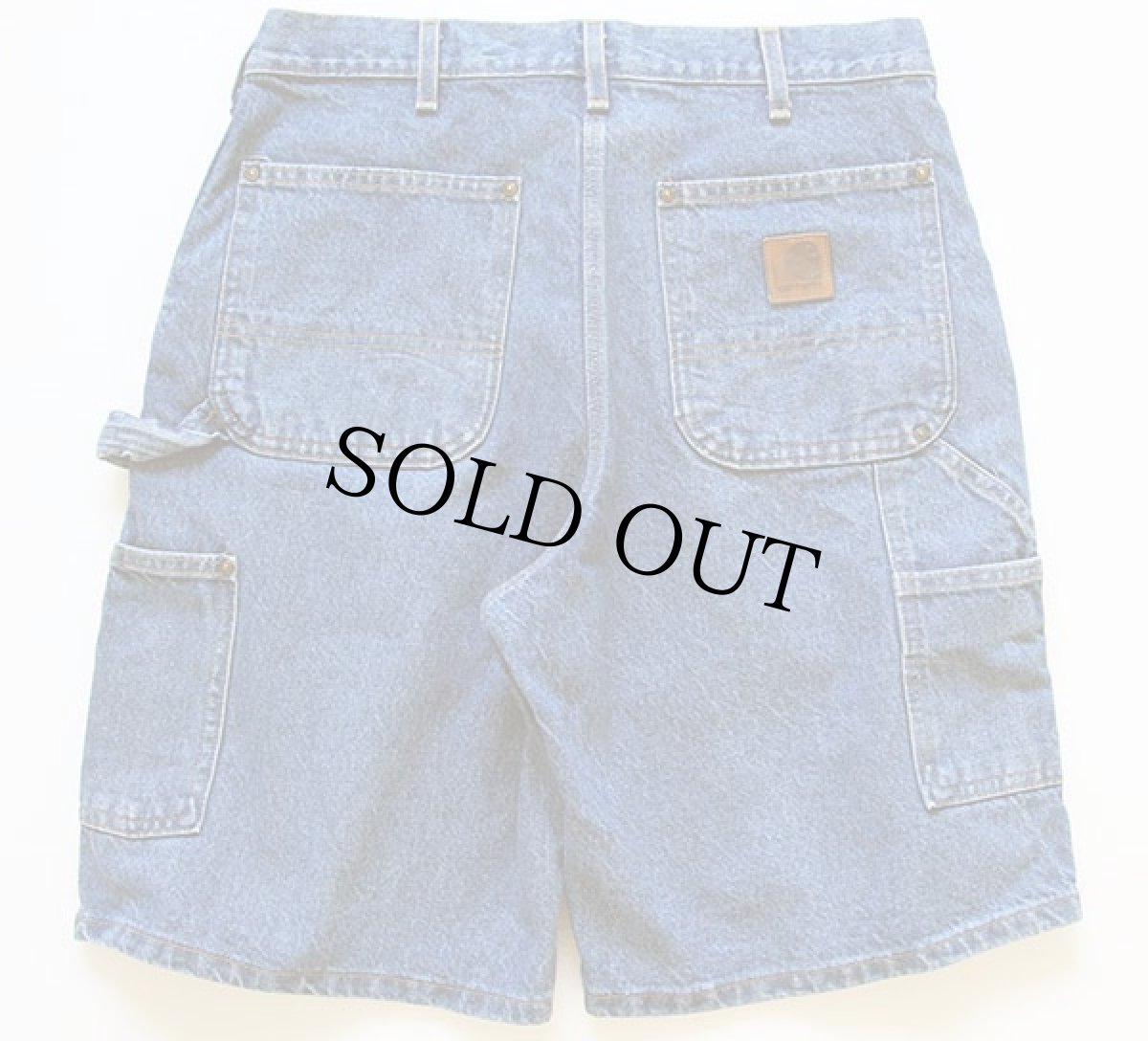 画像2: 00s USA製 carharttカーハート ダブルニー デニム ペインター ショートパンツ w33★ショーツ (2)