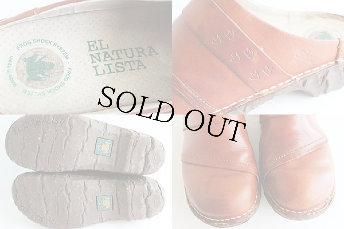 画像3: EL NATURA LISTA レザー サボ サンダル 茶 38★クロッグ (3)