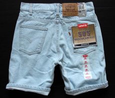 画像1: デッドストック★90s USA製 Levi'sリーバイス 505 デニム ショートパンツ アイスブルー w29★ショーツ  (1)