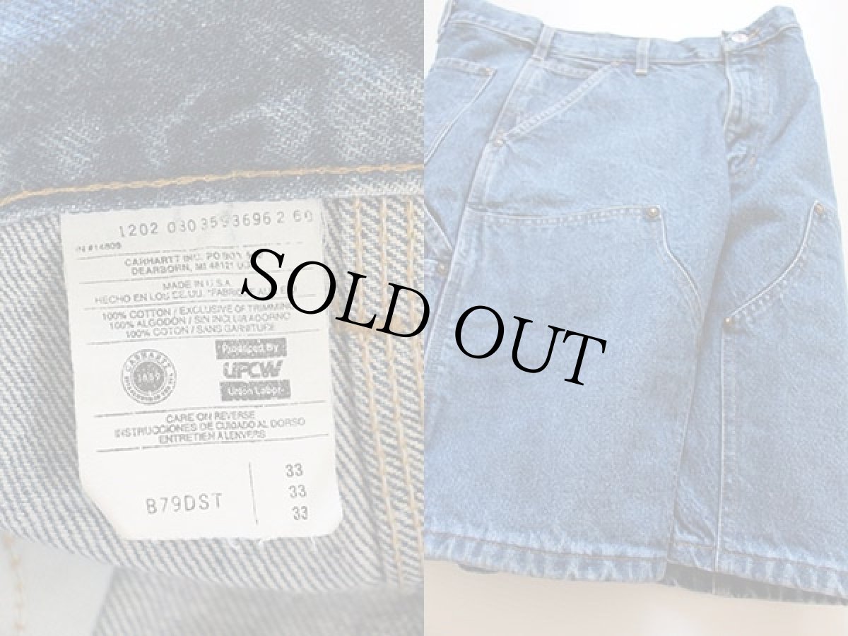 画像3: 00s USA製 carharttカーハート ダブルニー デニム ペインター ショートパンツ w33★ショーツ (3)